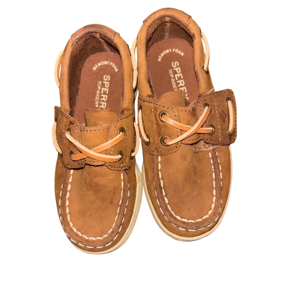 Sperry Cup II Boat JR Boys 9M Brown Leather Memory Foam Loafers